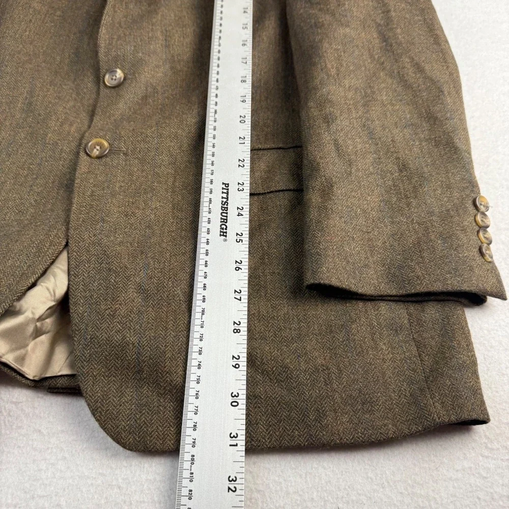Chaps Ralph Lauren Mens Brown Herringbone Lambswool Blazer Sport Coat Canada